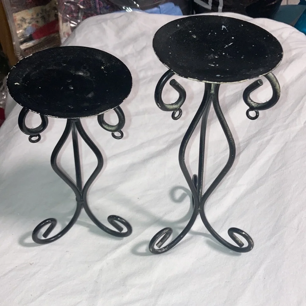 Wrought iron retro 70’s style Mediterranean candle holders